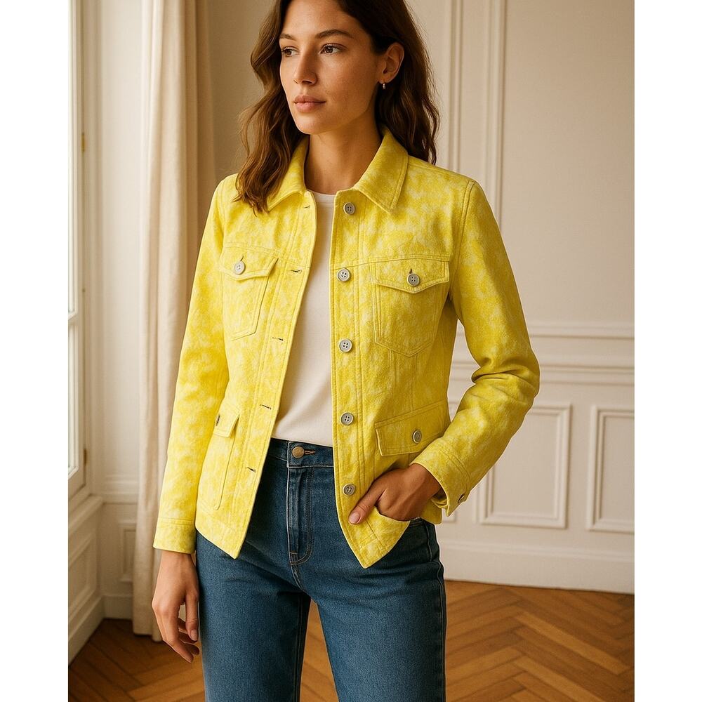 Cabi Yellow Floral Riveria Heights Field Jacket NWOT Small